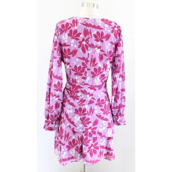 Sachin and Babi x Dillards Pink Purple Floral Print Faux Wrap Dress Size 8 - Picture 6 of 8